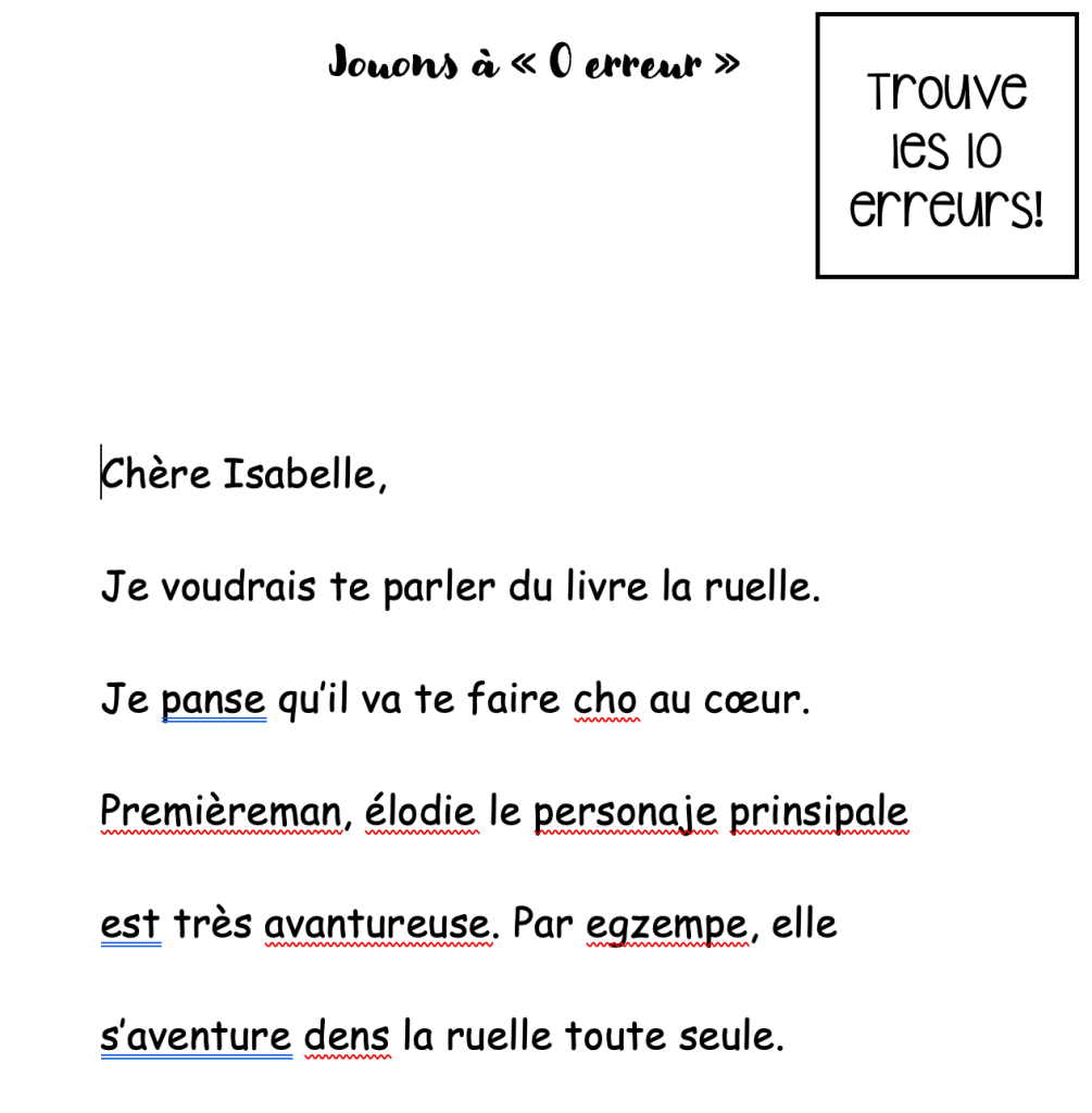 Avec ce texte, nous avons travaillé: les majuscules aux noms propres (titre du livre et prénom du personnage), le son an/an (panse, premièrement) , l'utilisation des mots affichés dans la classe (par exemple, personnage, premièrement), l'utilisation de la liste des mots appris (chaud, dans), et la recherche d'un mot dans le dictionnaire (principal, s'aventure).